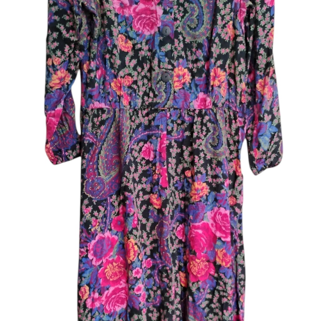 Multicolored V-Neck Long Sleeve Sundress Size Small-Medium